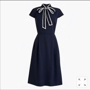 NWT: Jcrew Navy Tie-neck dress in 365 crepe.